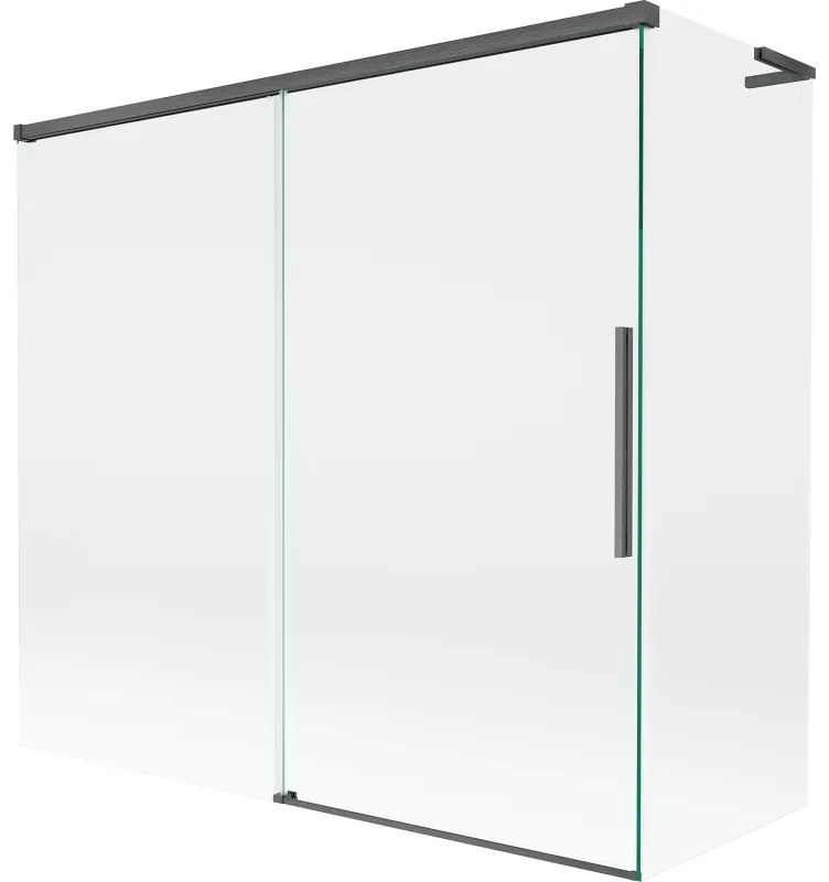 Mexen Rox, L posuvná 2-krídlová vaňová zástena 170 + 70 x 150 cm, 8mm číre sklo, brúsený grafit profil, 8C9L-170-070-66-00