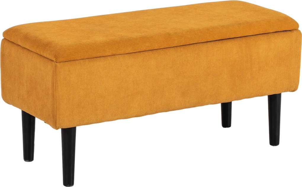 HOMCOM Odkladacia lavica 47L s polyesterovým čalúnením do spálne a predsiene, 95x38x45cm, Oranžová | Aosom