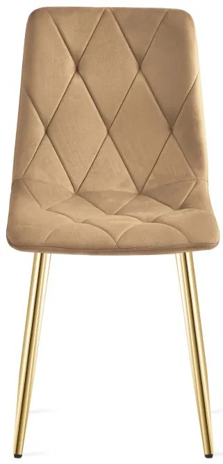 Set troch jedálenských stoličiek LIBRA zamatové, hnedé / zlaté nohy (3 ks)