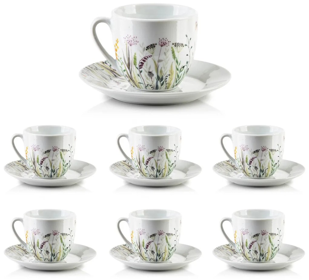 Porcelánová šálka s podšálkou Joy Flowers 250 ml sada 6ks