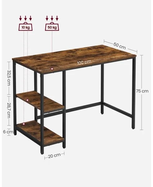 Písací stôl SOLEA hnedá/čierna