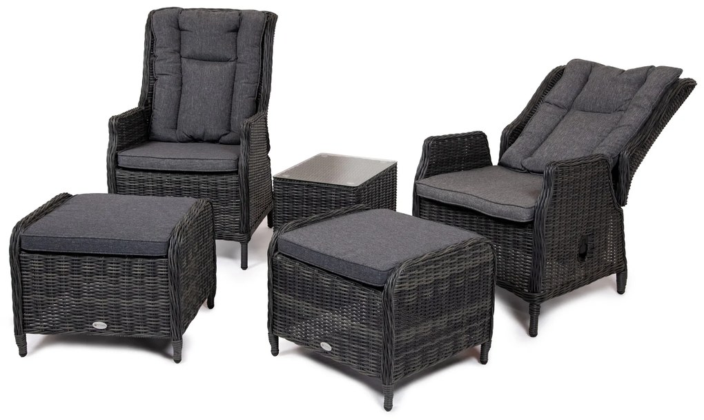 Ratanová balkónová súprava nábytku KINGSMAN tmavosivá