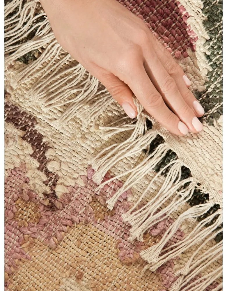 Krémový ručne tkaný jutový behúň 80x200 cm Roya Violette – Elle Decoration