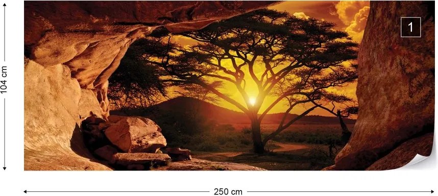 Fototapeta GLIX - Sunrise Africa Cave + lepidlo ZADARMO Vliesová tapeta  - 250x104 cm