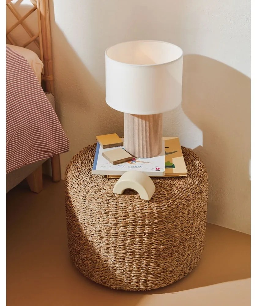 Biela/béžová stolová lampa s textilným tienidlom (výška 29 cm) Bianella – Kave Home