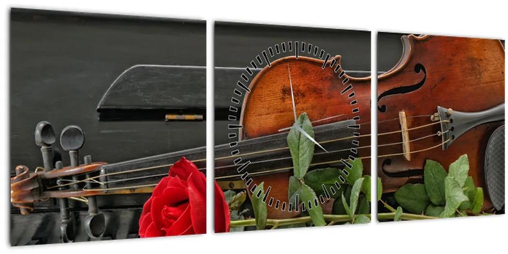 Obraz - Spomienka na hudobníka (s hodinami) (90x30 cm)