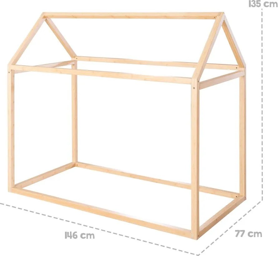 Bambusová domčeková detská posteľ s matracom/bez roštu 70x140 cm v prírodnej farbe House Bed – Roba