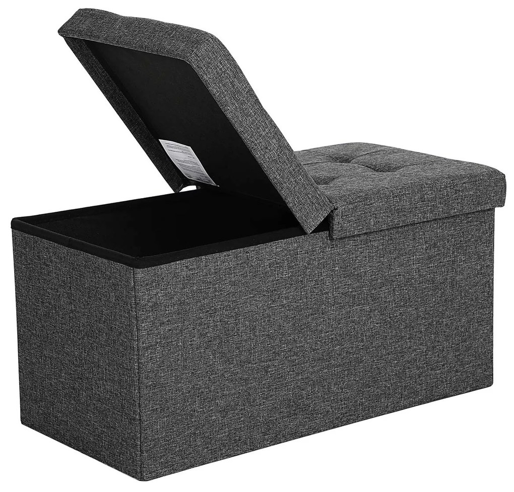 Taburet s odklápacím vekom OTTOMAN 76x38 cm, tmavosivý