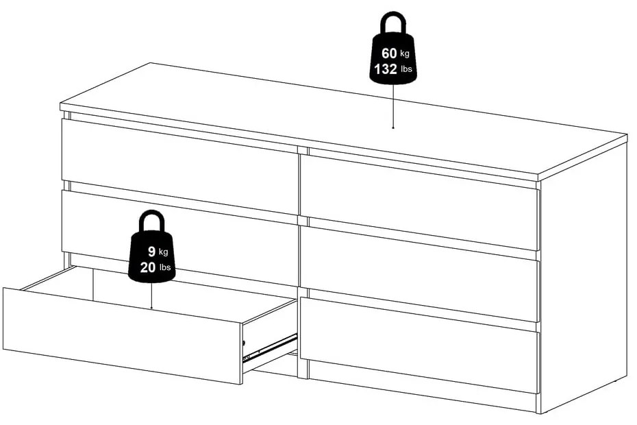 Komoda v dekore duba v prírodnej farbe 154x70x50 cm Naia – Tvilum