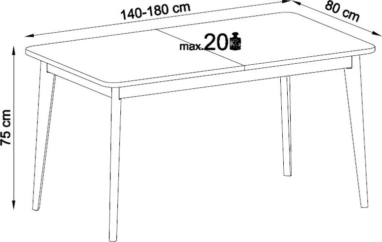 Rozkladací jedálenský stôl Nordi 140x80 cm, dub artisan