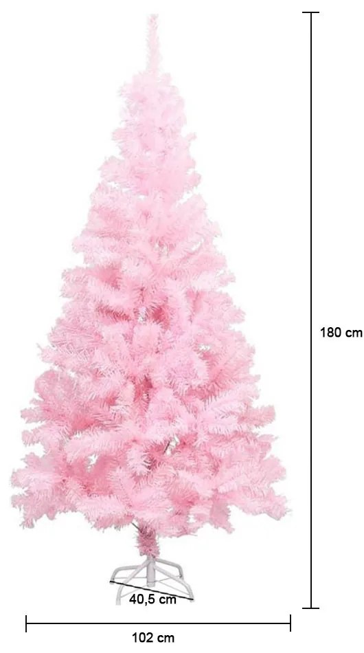 Umelý vianočný stromček ružový, v rôznych veľkostiach, 180 cm