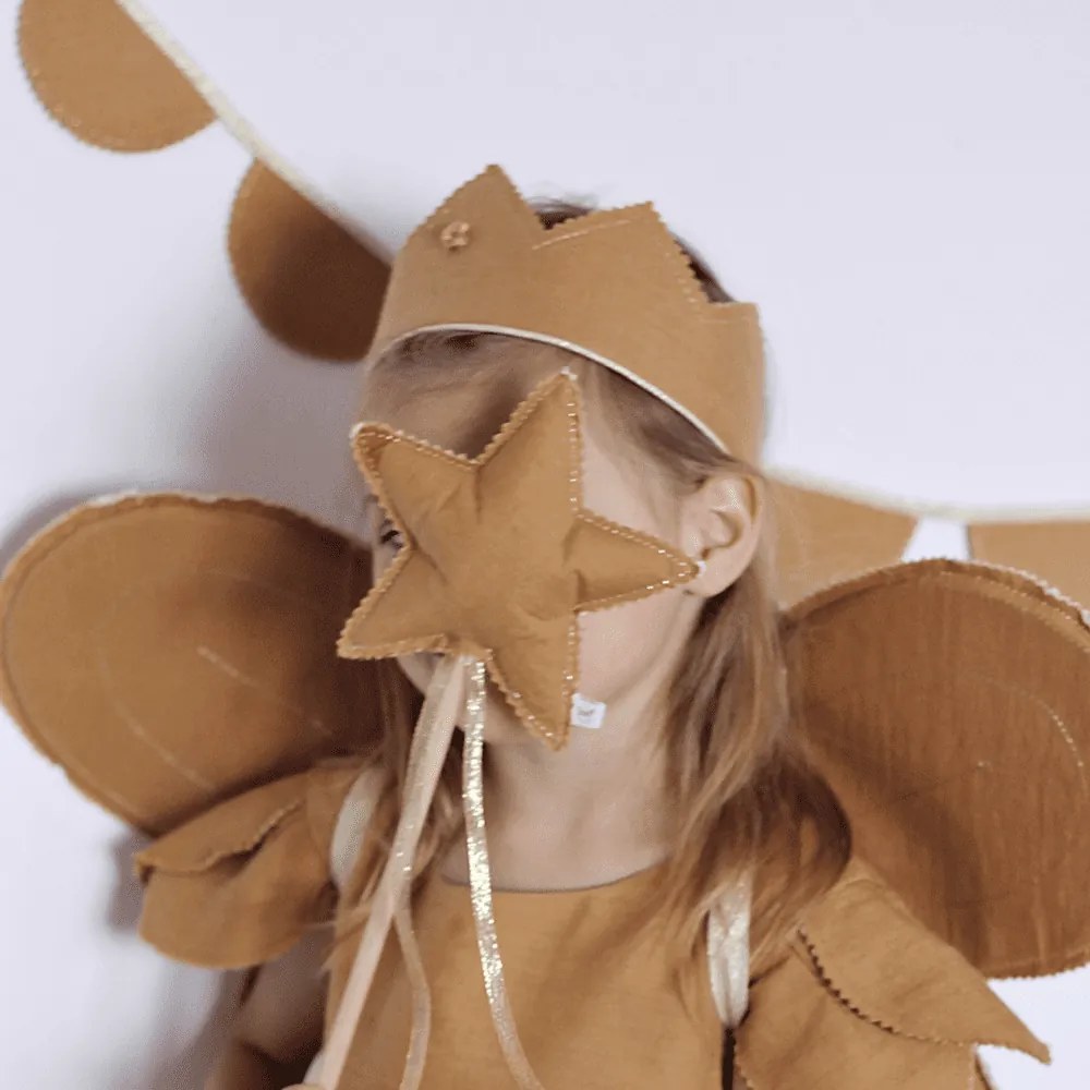 Ľanová kúzelná palička karamelová so zlatom