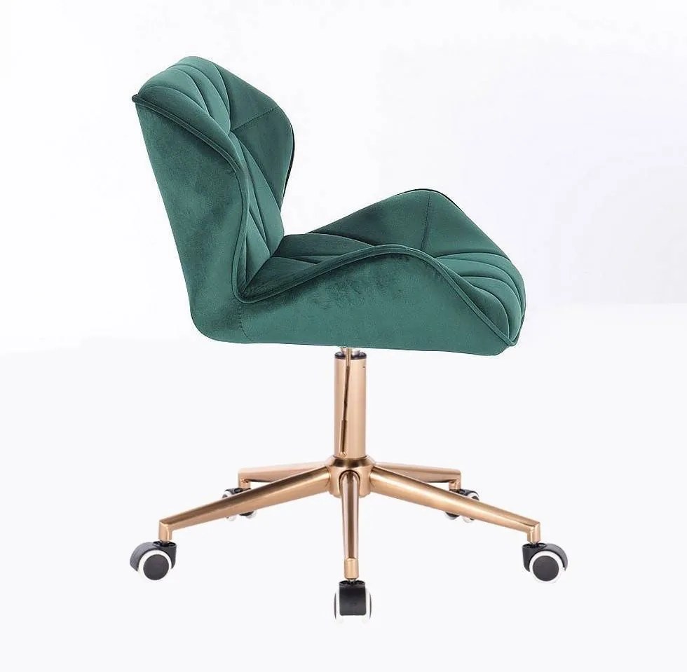 LuxuryForm DESIGN Stolička MILANO VELUR na zlatej základni s kolieskami - zelená