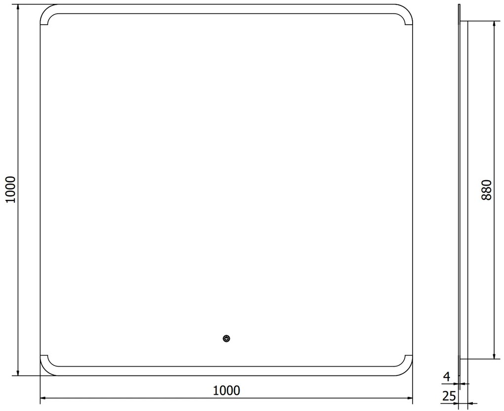 Mexen Nida, LED kúpeľňové zrkadlo s podsvietením 100x100 cm, 6000K, ochrana proti zahmlievaniu, 9806-100-100-611-00