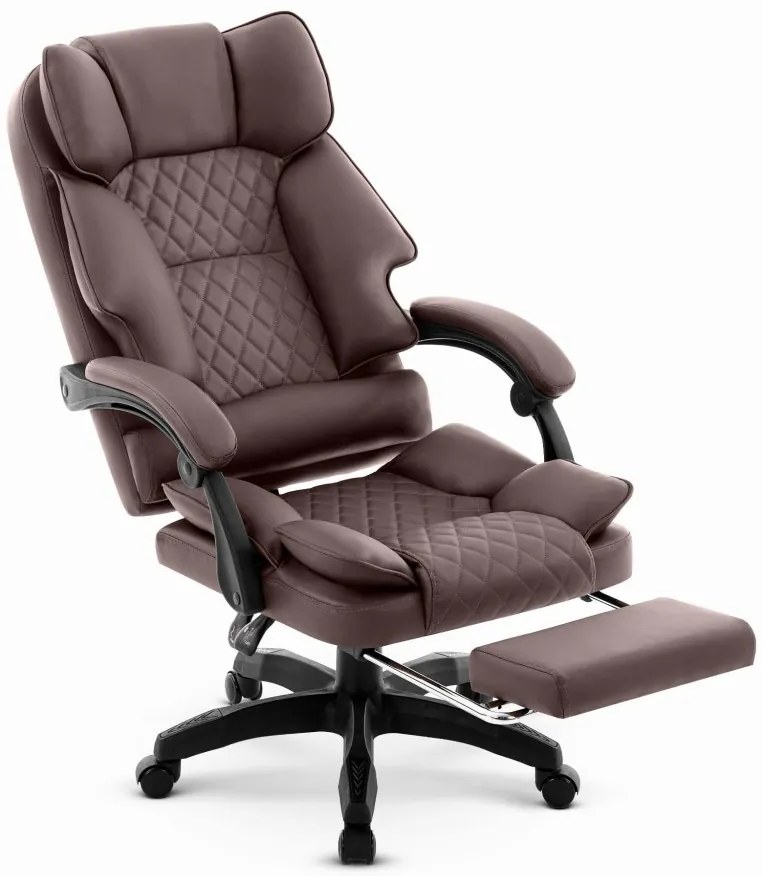 Ergonomická kancelárska stolička HC-1031 z ekokože s podnožkou - hnedá