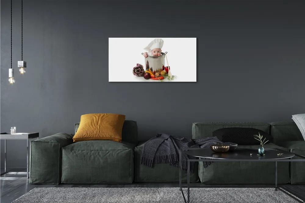 Obraz canvas Dieťa lyžičkou hrniec 125x50 cm