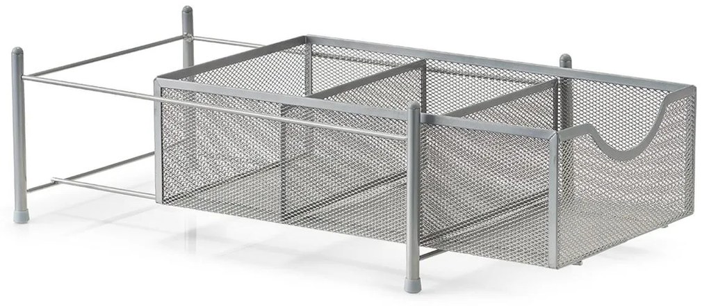 Organizér, zásuvka s 3 priehradkami, sivá mriežka, MESH