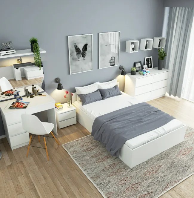 Toaletný stolík so zrkadlom T-6/SL 900x600 pravý, biely