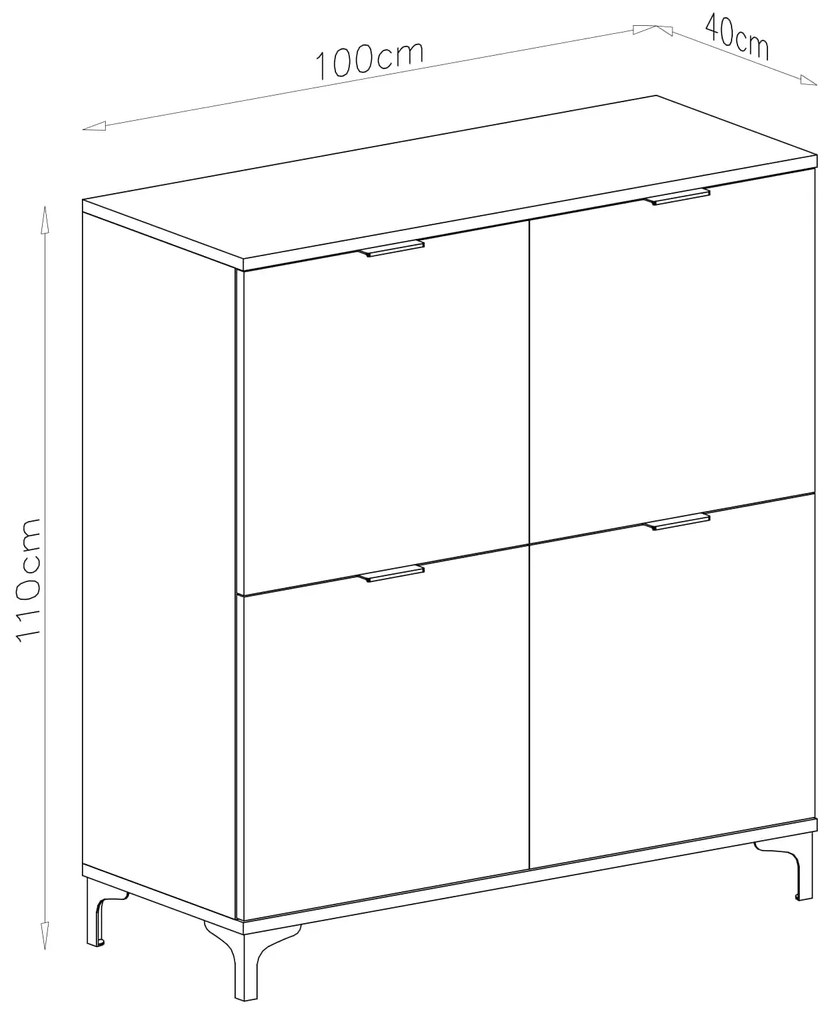Komoda LANA 02 Dub Artisan -STOJACA KOMODA 4-DVEROVÁ