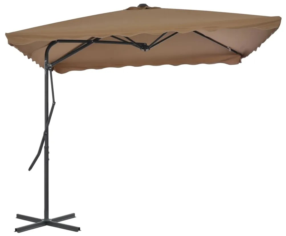 vidaXL Vonkajší slnečník s oceľovou tyčou 250x250 cm hnedo-sivý