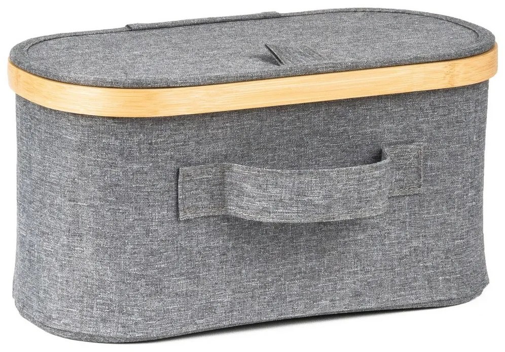 Úložný box G21 30 x 15 x 15 cm, bambusový s vekom, sivý