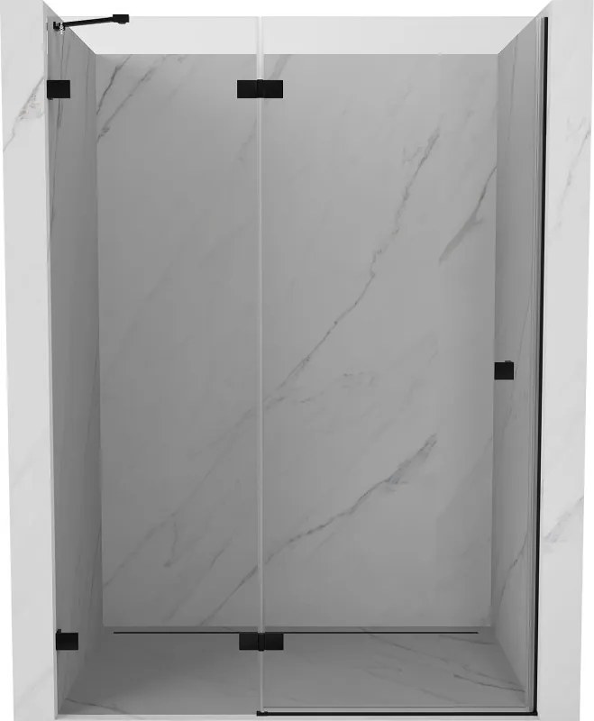 Mexen, Mexen Lunar ľavé otočné sprchové dvere 140 cm, transparentné, čierne - 834-140-000-70-00-L