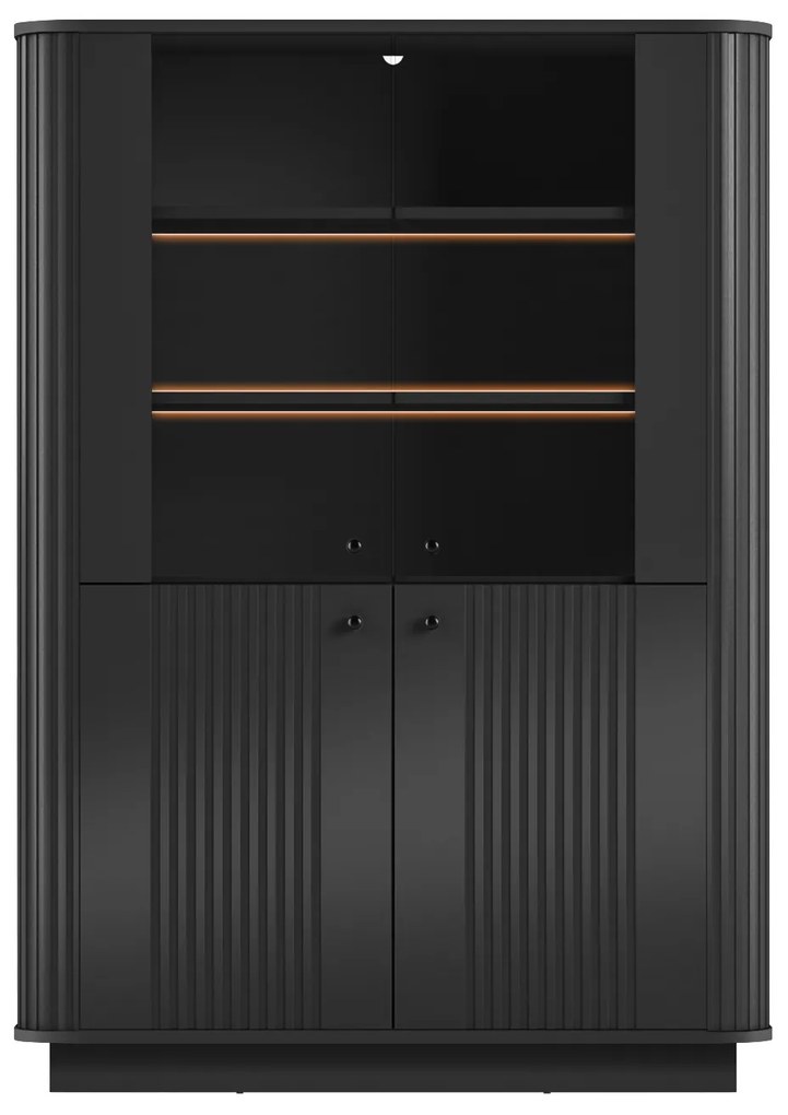 Vitrína Vespera 103 cm na sokli - čierna