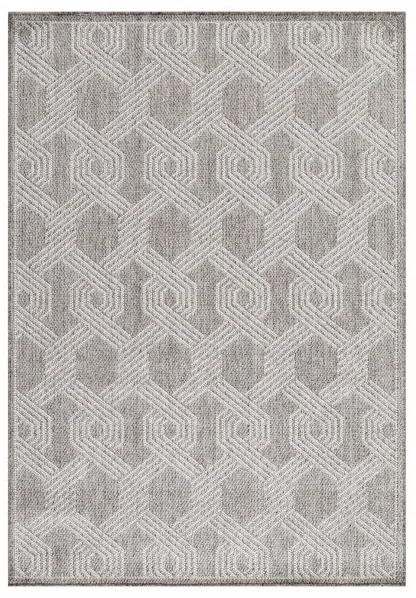 Šnúrkový koberec Aruba šesťuholník sivý