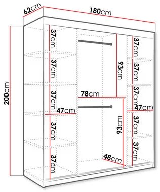 Šatníková skriňa Nona T (čierna + biely mramor). Vlastná spoľahlivá doprava až k Vám domov. 1122736