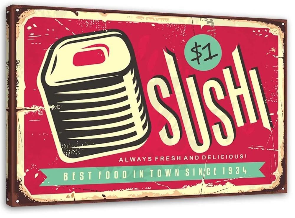 Obraz na plátně Znaky Retro plakát Sushi - 120x80 cm