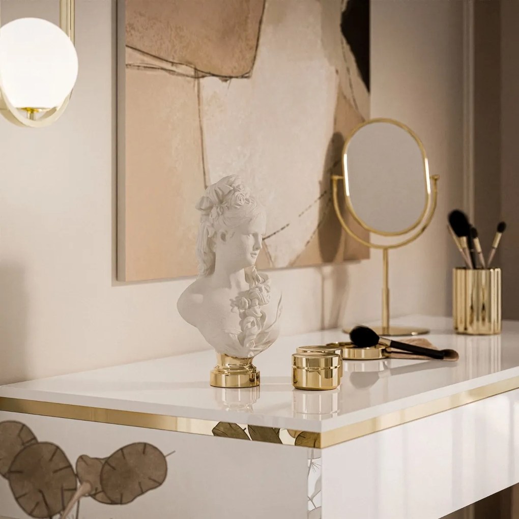 KONZOLA NESSIE BIELY LESK + ZLATÉ NOHY 102 cm