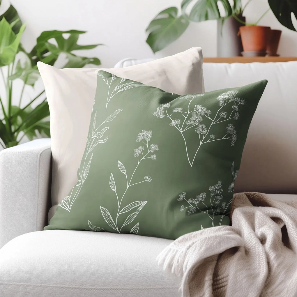 Goldea bavlnená obliečka na vankúš - bylinkové lístky 70 x 90 cm