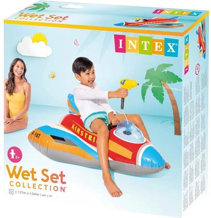 INTEX nafukovací detský matrac lietadlo s vodným delom 3+ (57531)