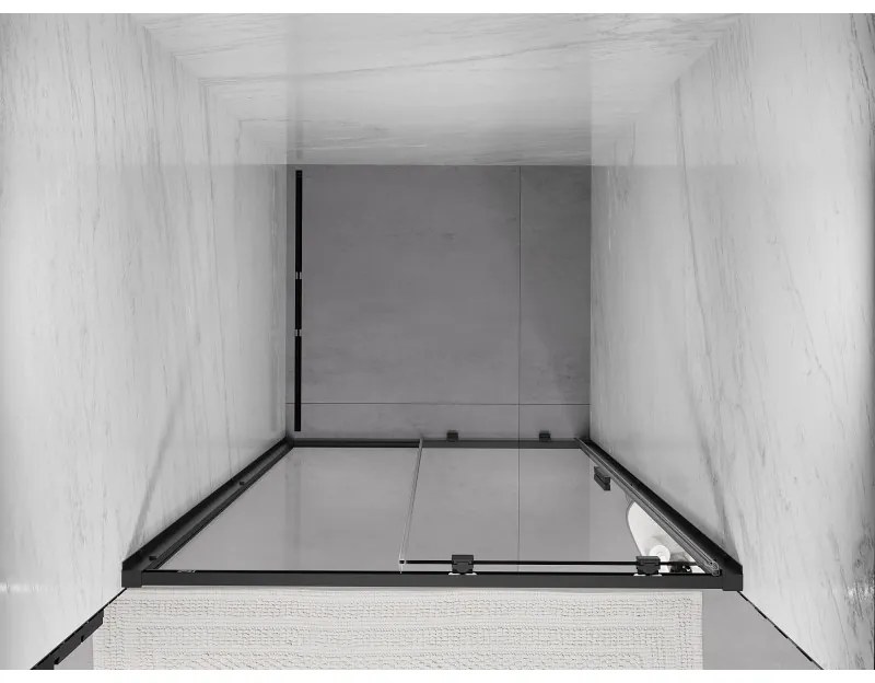 Mexen Exo, posuvné dvere do otvoru 105x200 cm, 6mm číre sklo, čierny profil, 8151-105-000-70-00