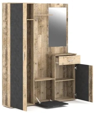 Stena za predsobo NOLAN z ogledalom, rjava/grafit