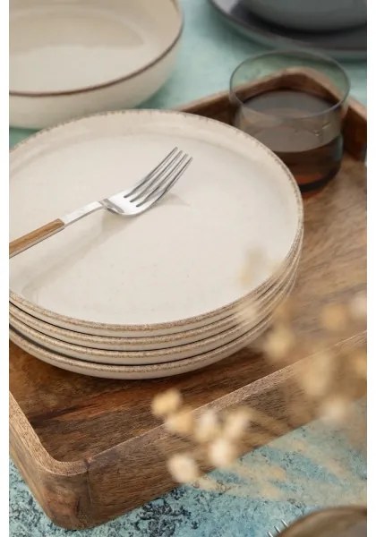 Jedálenská súprava 16 ks sivá/béžová porcelán