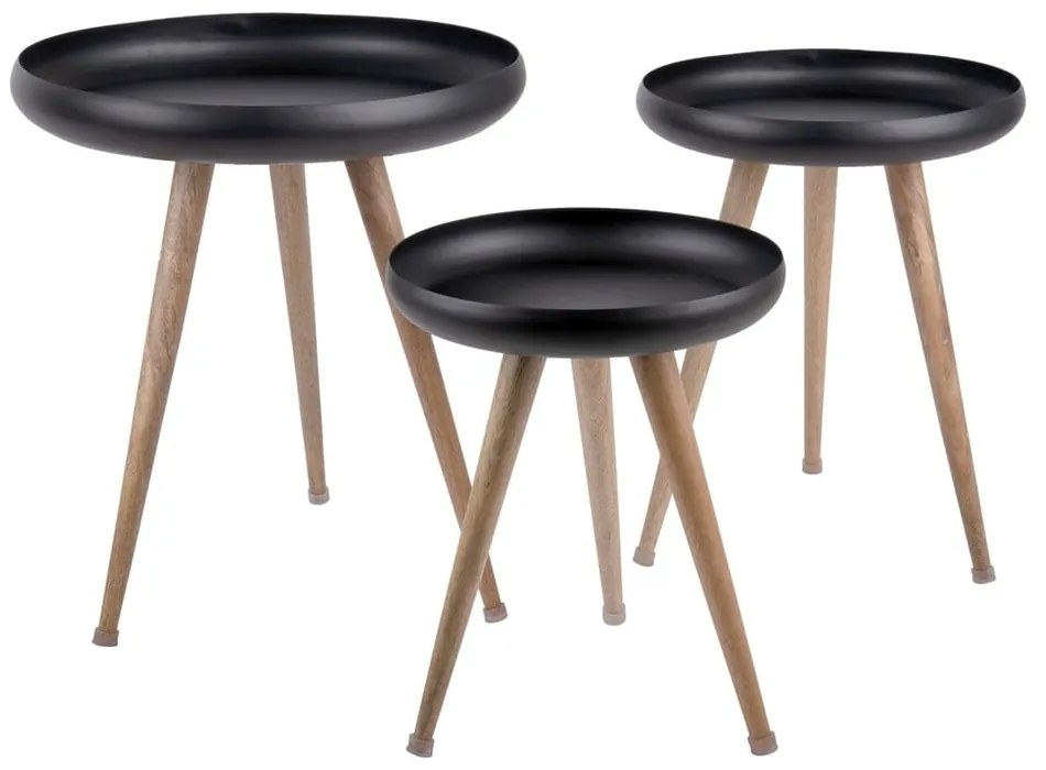 Kovové okrúhle odkladacie stolíky v súprave 3 ks Tripod – Leitmotiv