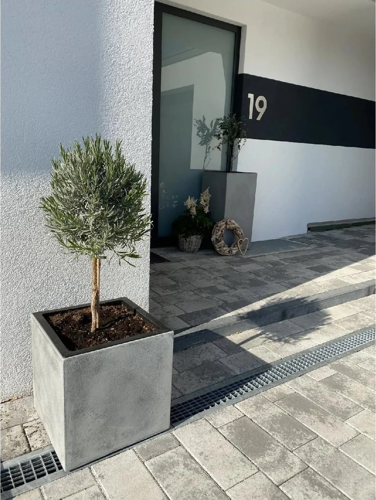 Kvetináč BLOCK, sklolaminát, 40x40x40 cm, betón design