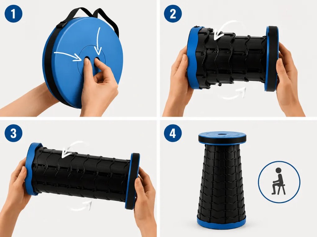 Kempingová stolička CAMPIO teleskopická 45 cm, červená