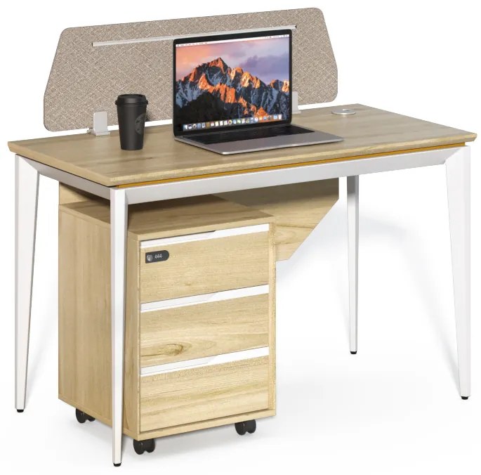 Kancelársky stôl s kontajnerom Houseland Profit Max 01 1206 dub/biela