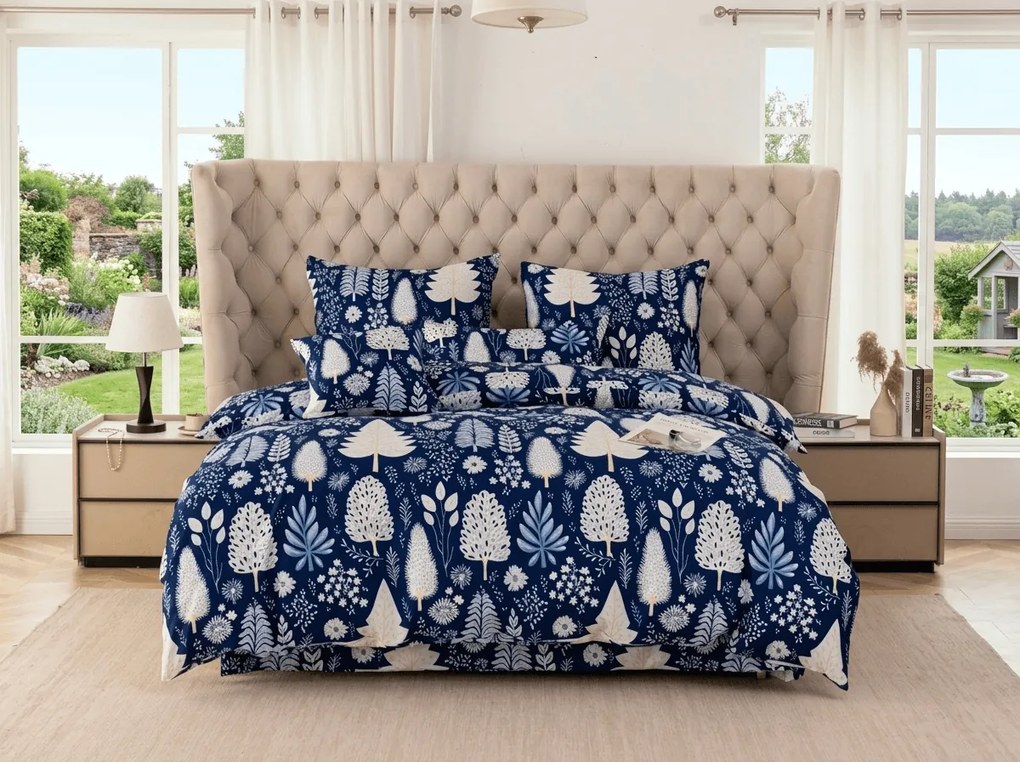 Obliečky z mikrovlákna INDIGO BLOOM modré Rozmer obliečky: 2 ks 70 x 90 cm | 200 x 220 cm