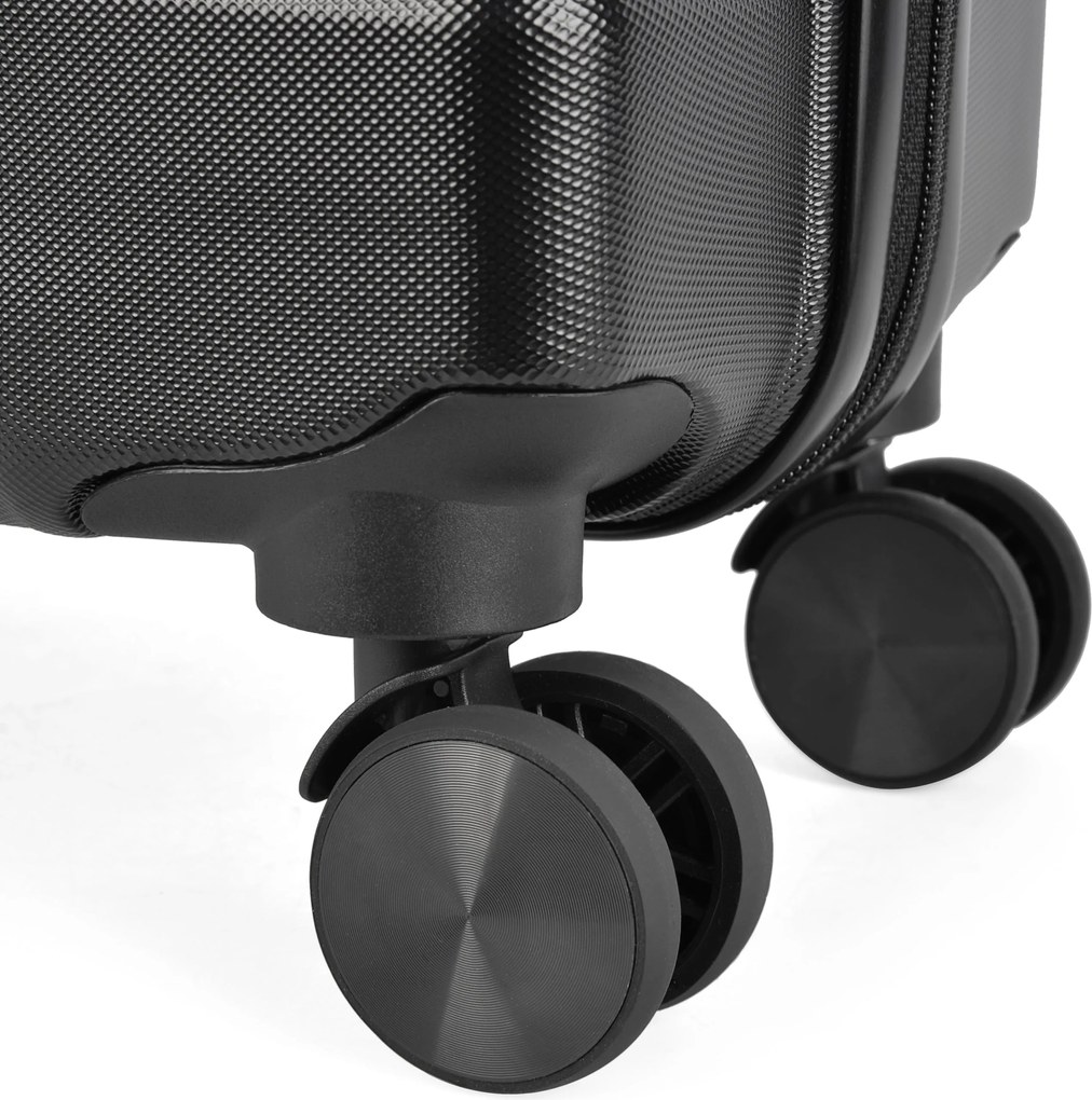 BONTOUR „Wave“ 3-dielna súprava kufrov s dvojitými kolieskami, s TSA zámkom, čierna