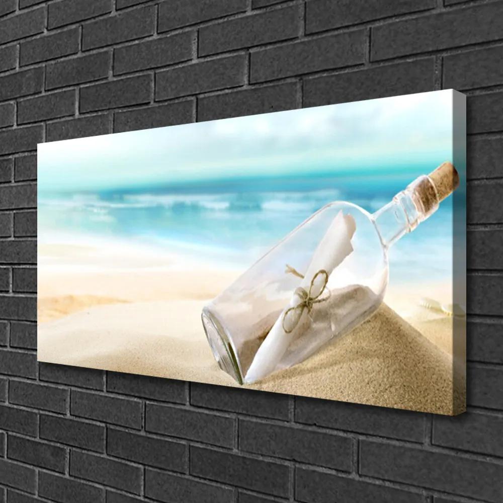 Obraz na plátne Pláž fľaša list umenie 125x50 cm