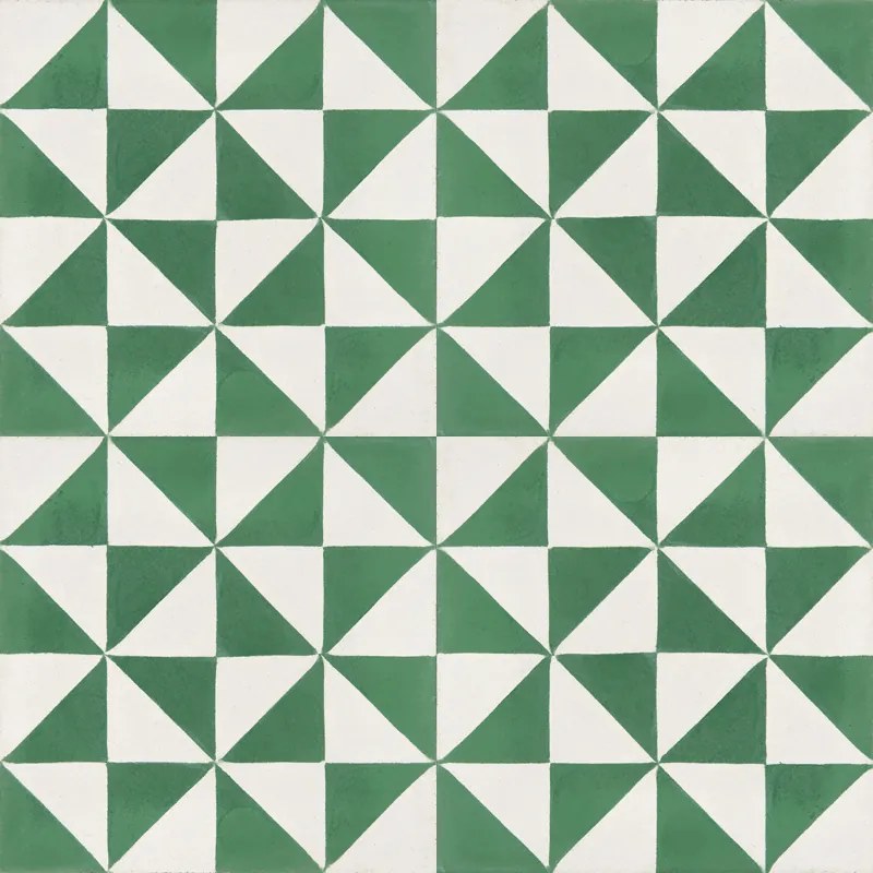 Cementové dlaždice s trojuholníkovým motívom v zelenej a bielej farbe - Ref. 241 | Articima