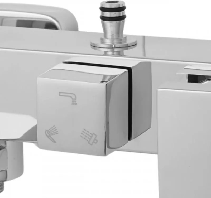 Erga Cube, sprchová batéria s vaňovým výtokom a horným pripojením sprchového stĺpu, 150 mm, chrómová, ERG-YKA-BW.CB-CHR