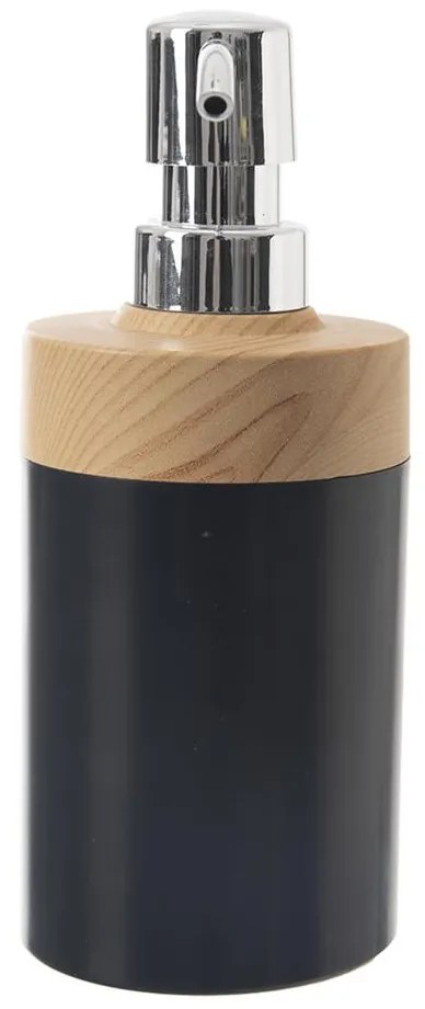 Goodhome Dávkovač na mydlo / saponát, čierny plast s bambusom TUKAN