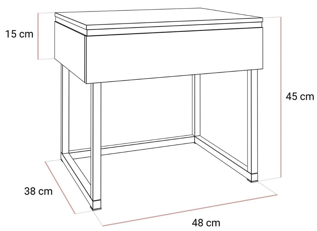 NOČNÝ STOLÍK NESSIE BIELY LESK + STRIEBORNÝ PODSTAVEC