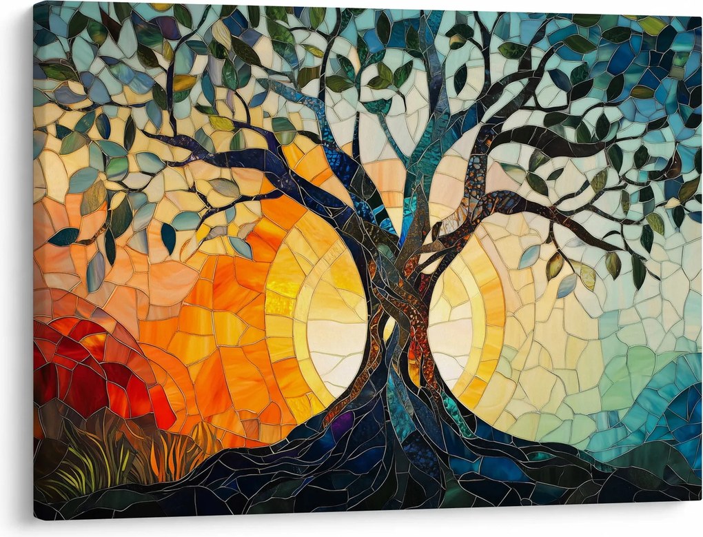 Obraz – Mozaika – slnko a strom I. (70x50 cm)