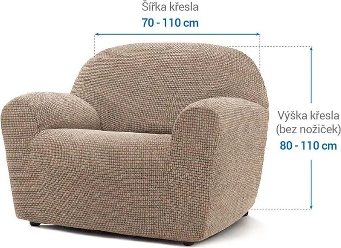 Super strečové poťahy NIAGARA oriešková kreslo (š. 70 - 110 cm)