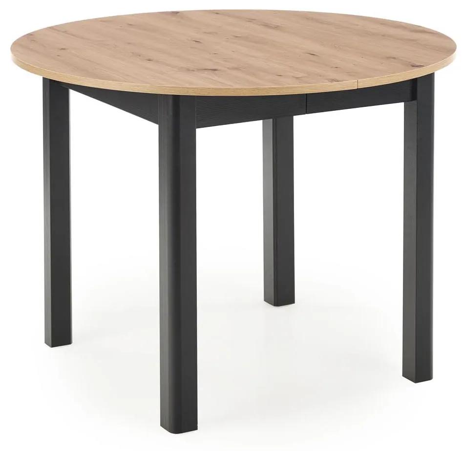Okrúhly rozkladací jedálenský stôl Ringo - dub artisan / čierna